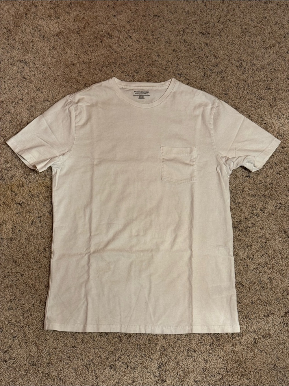 Amazon Essentials Men’s Crewneck Pocket T-Shirt White Size Medium